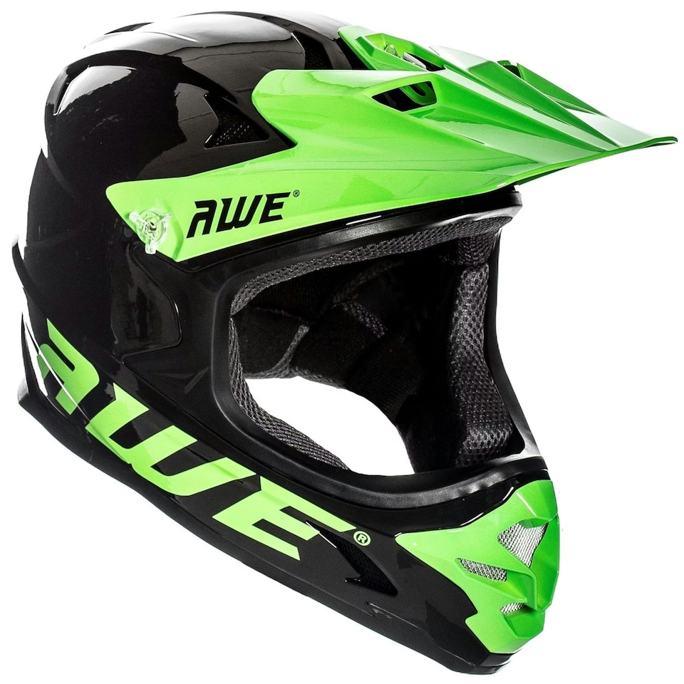 image 1 of AWEBlast BMX/Downhill/Full Face/Enduro Bike Helmet Black Green Medium 56-58cm Black | M