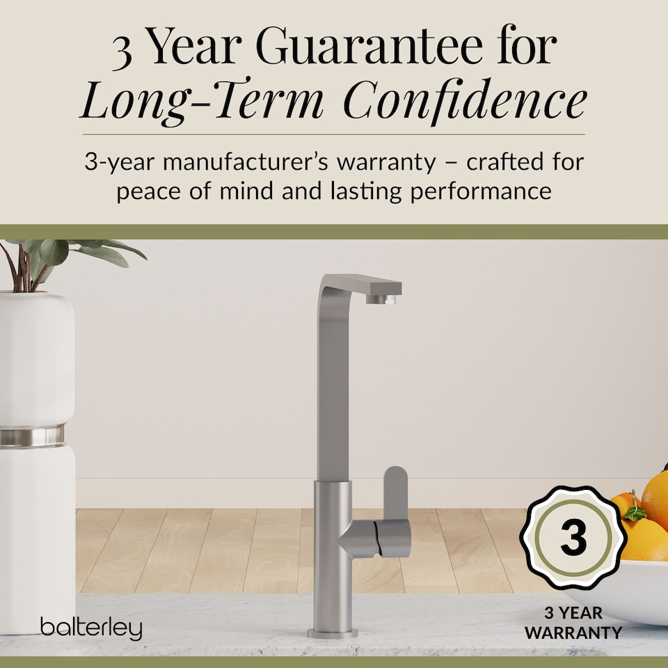 image 1 of Balterley Chara Kitchen Mono Mixer Tap with Single Lever Handle, Curved Swivel Spout | Silver | Brushed Nickel | 1