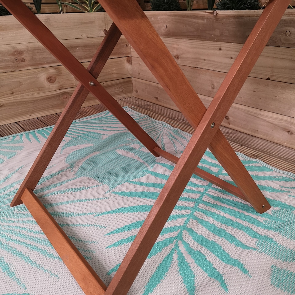 image 1 of Outdoor 2 Person Folding Square Wooden Garden Patio Dining Table and Chairs Set