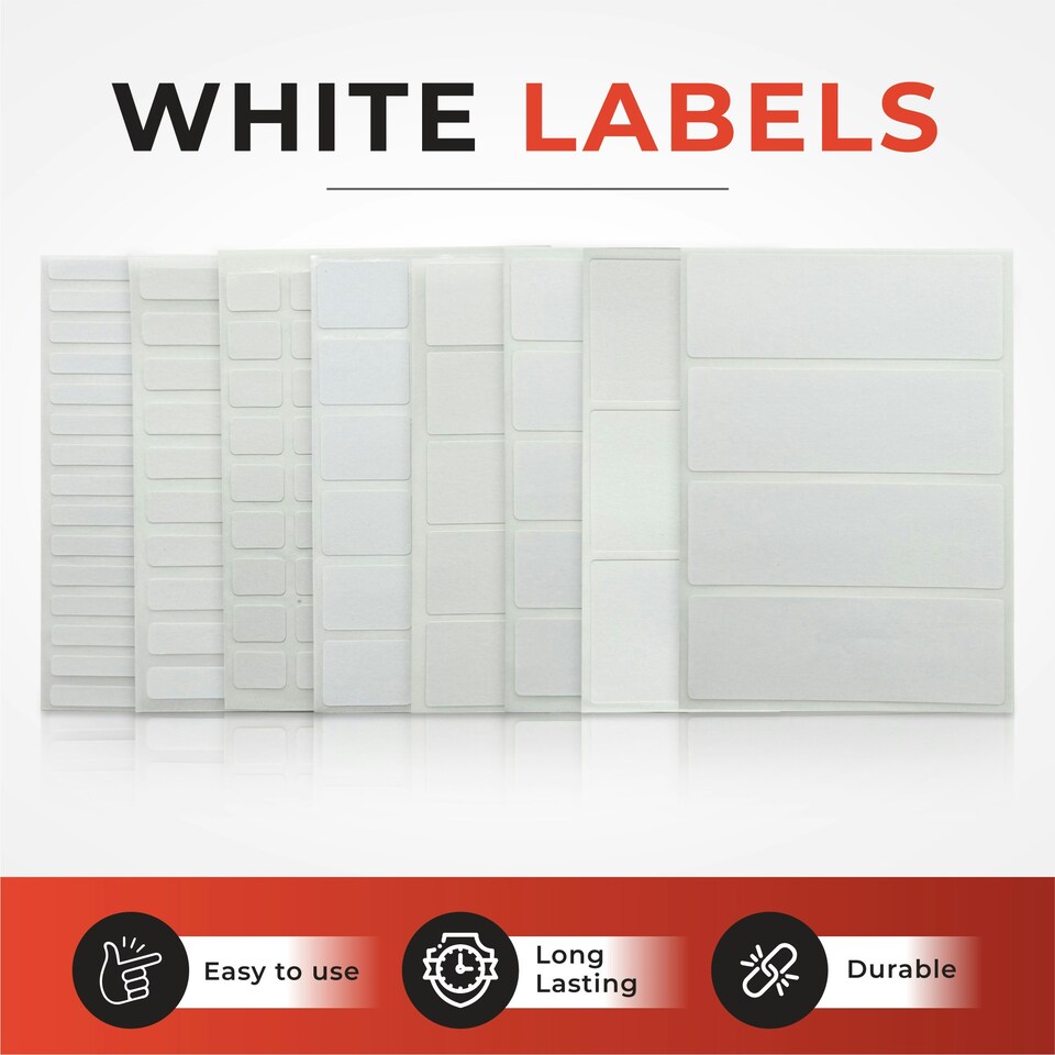 image 1 of Pack of 28 White 25x75mm Rectangular Labels - Adhesive Stickers