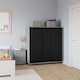 image 2 of 120cm 3 Sliding Doors Children Kids Wardrobe Bedroom Storage Closet Hanging Rail | Multi | Grey with Black Doors | 1