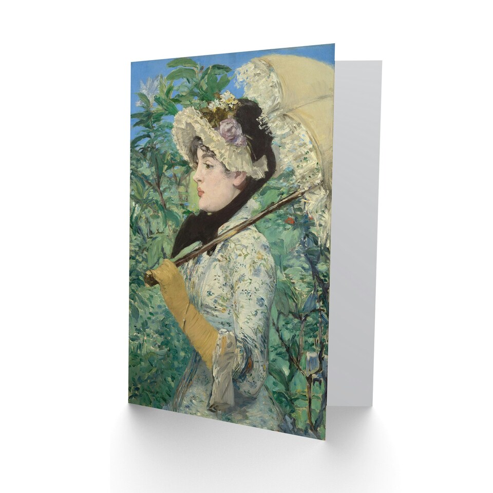 image 1 of Edouard Manet Art Card Jeanne Spring Parasol Portrait