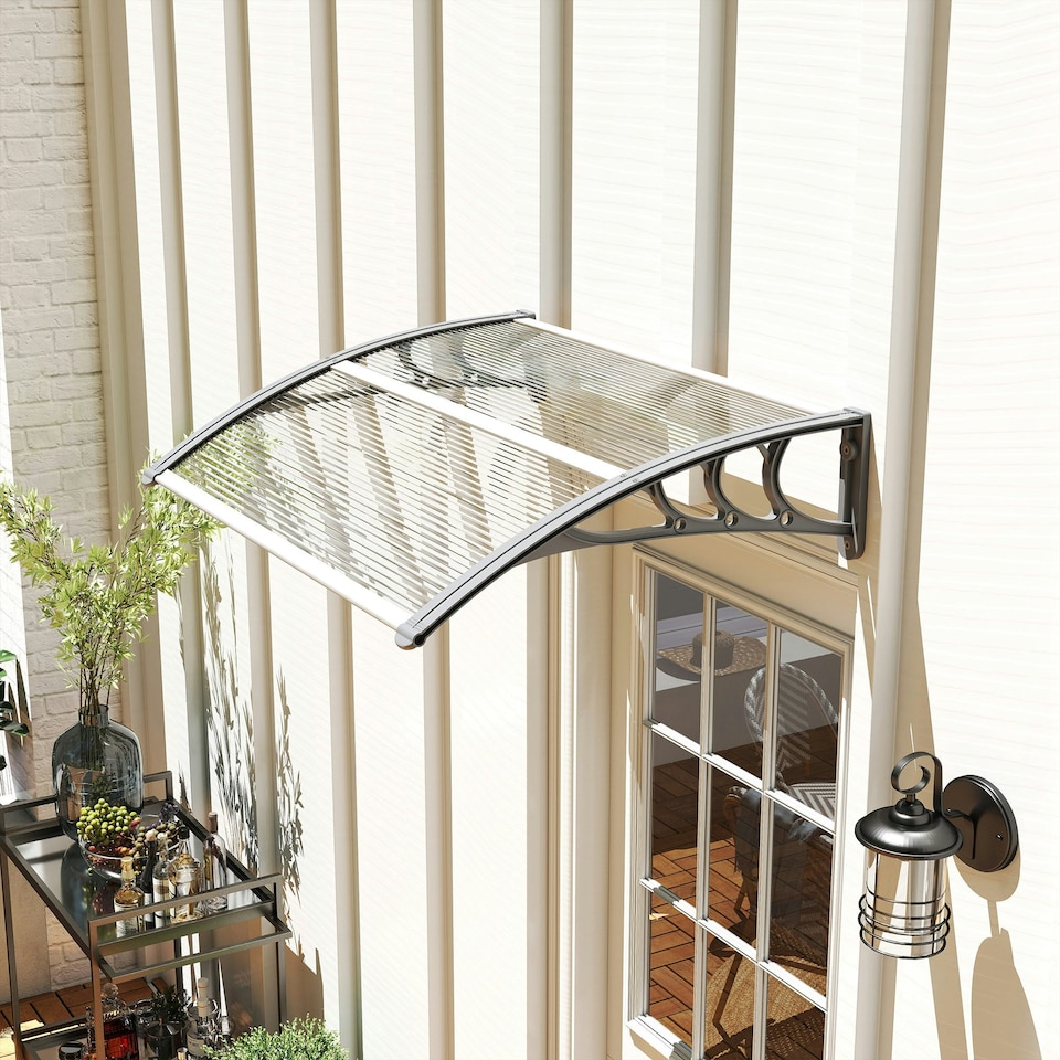 image 1 of Outsunny Door Canopy Awning Outdoor Window Rain Shelter for Door 100 x 75cm Clear | Clear