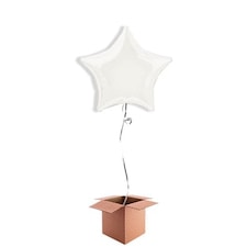 White Star Shape Foil Balloon - Inflated Balloon in a Box