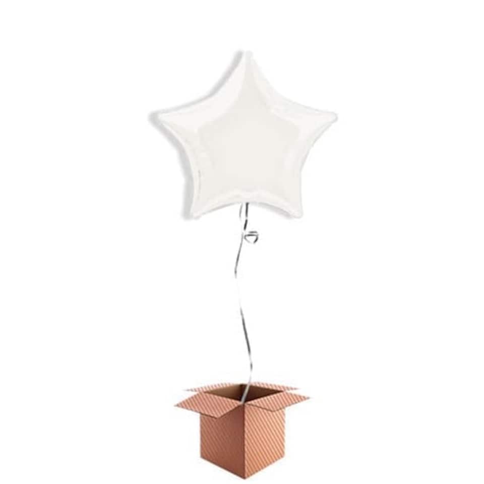 White Star Shape Foil Balloon - Inflated Balloon in a Box