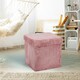 image 2 of Corduroy Foldaway Storage Ottoman Pink