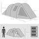 image 5 of Outsunny 3-4 Persons Tunnel Tent, Two Room Camping Tent with Windows, Black