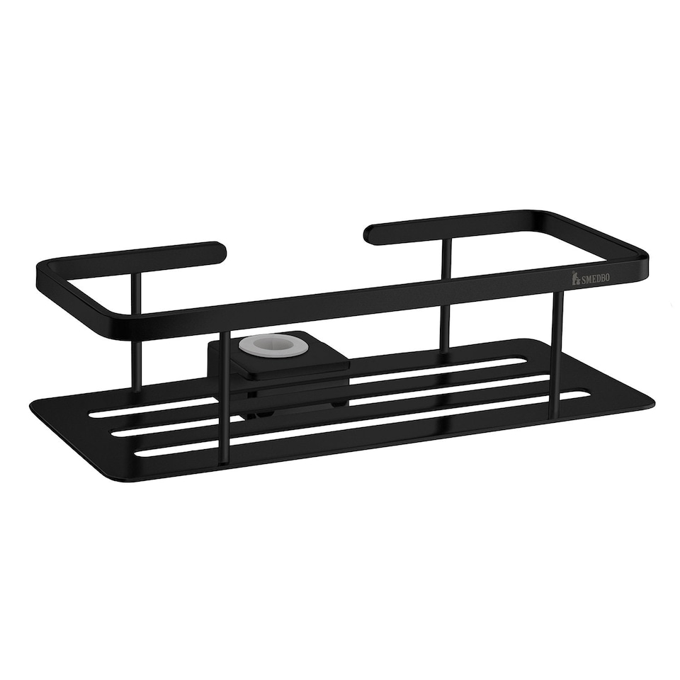 image 1 of Smedbo Matt Black Shower Basket for Shower Riser Rail