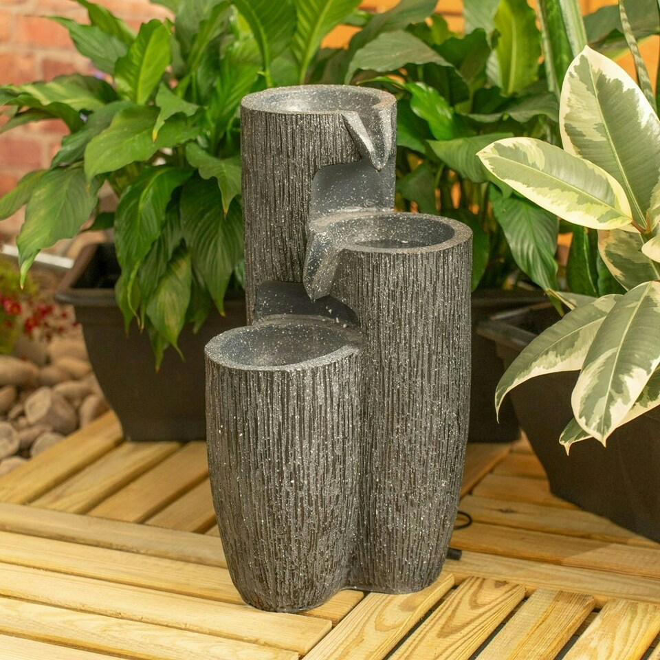 image 1 of ValueLights Logs Outdoor Solar Decorative Water Fountain