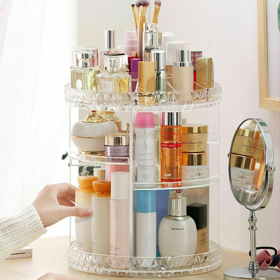 image 1 of Living and Home Transparent Acrylic Rotating Multi-Tiered Makeup Organizer