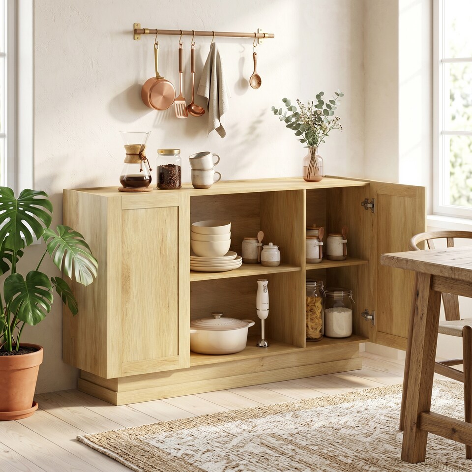 HOMCOM Sideboard Buffet Cabinet, Modern Farmhouse Storage Cabinet