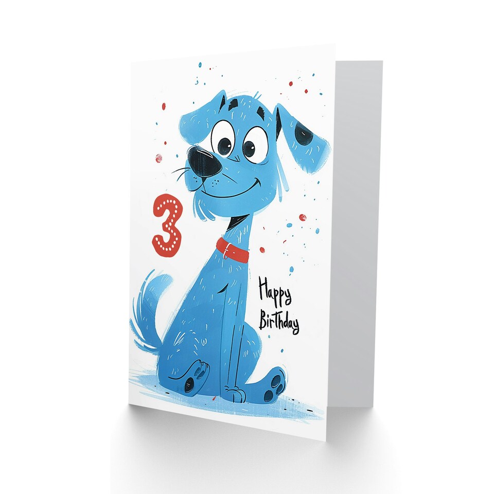 image 1 of Dog Lover Puppy Cartoon Cute 3rd 3 Year Old Child Kids Birthday Card