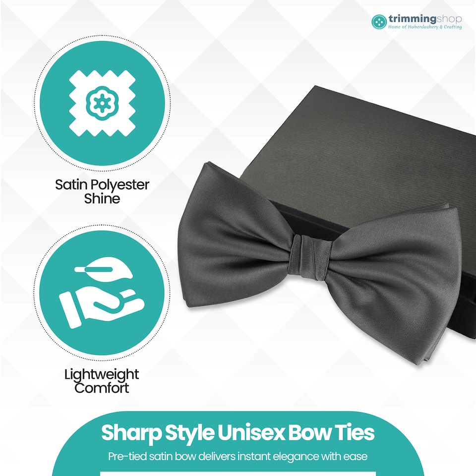 image 1 of Mens Bow Ties Colourful Plain Solid Satin Polyester Stylish Bow Ties
