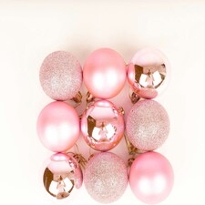 18pcs Pale Pink Baubles (6cm, PVC)