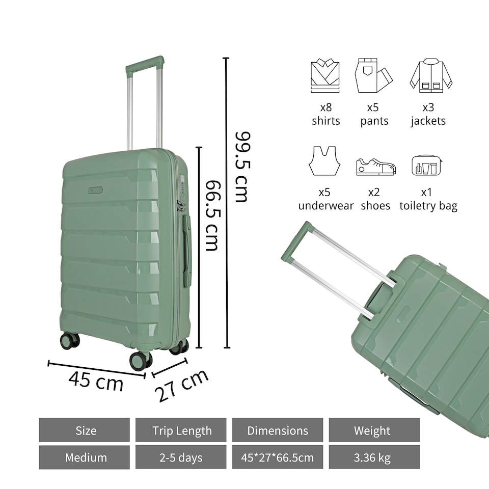 image 1 of Medium Suitcase 24’ Inch Hard Shell Checked Luggage - Lightweight & Durable, USB Charging Port, Secure TSA Lock, Dual Spinner Wheels