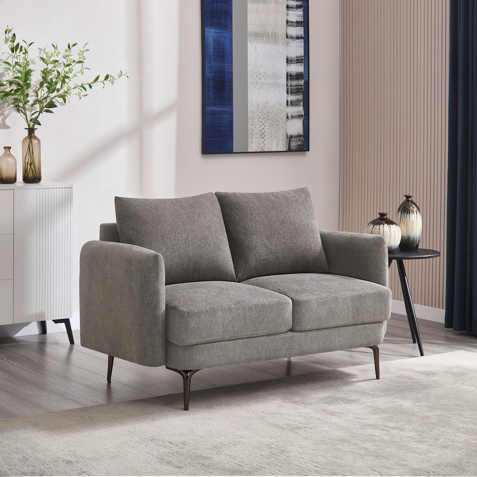 Sofia 2 Seater Fabric Scandi Style Sofa | Brown | Mocha | Two