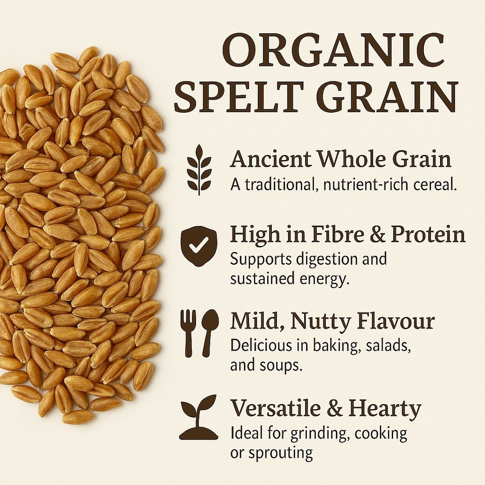 image 1 of Organic Spelt Grain 1kg (Sussex Wholefoods)