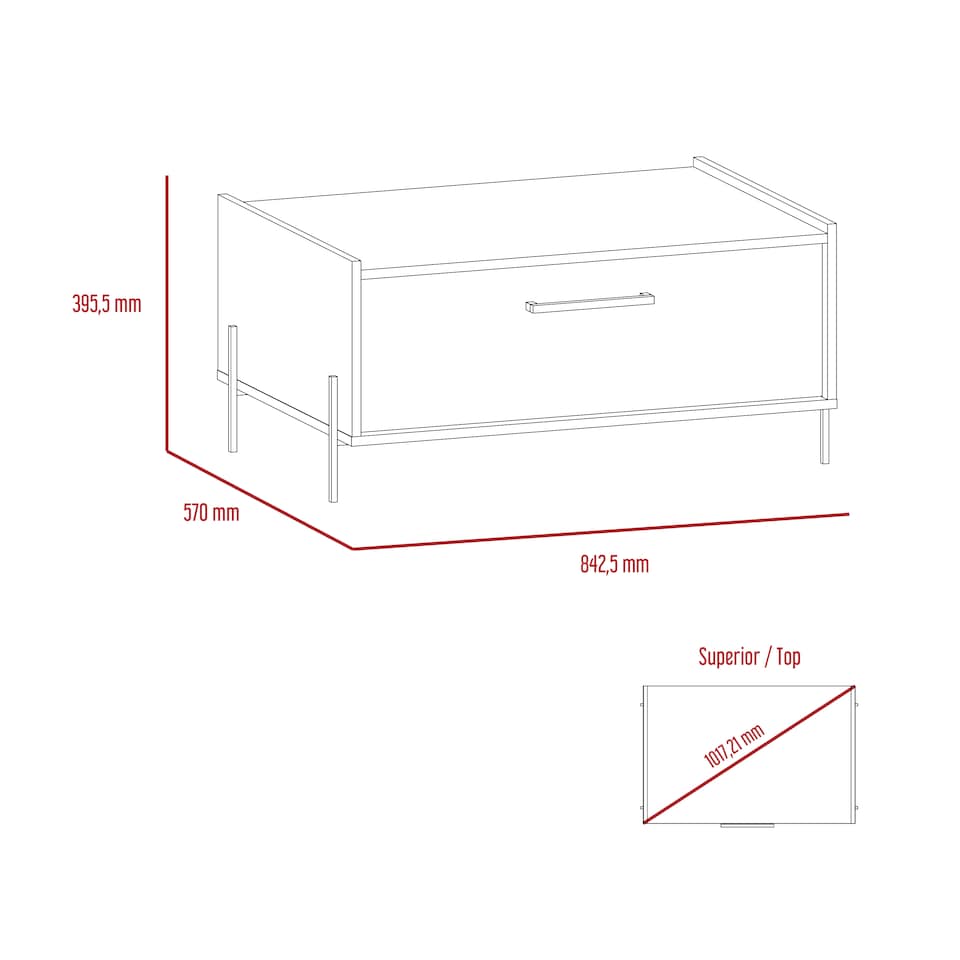image 1 of Harvard Storage Coffee Table With Drawer - Washed Oak and Carbon Grey Oak Effect Top with Metal Hardware | Brown | Washed Oak & Carbon Grey | One Size | 1