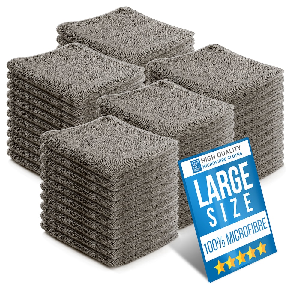 image 1 of Microfibre Cleaning Cloth 40x40cm Super Absorbent Lint Free Microfiber Cloths Cleaning for Home, Kitchen, Mirrors, Car - Pack of 50