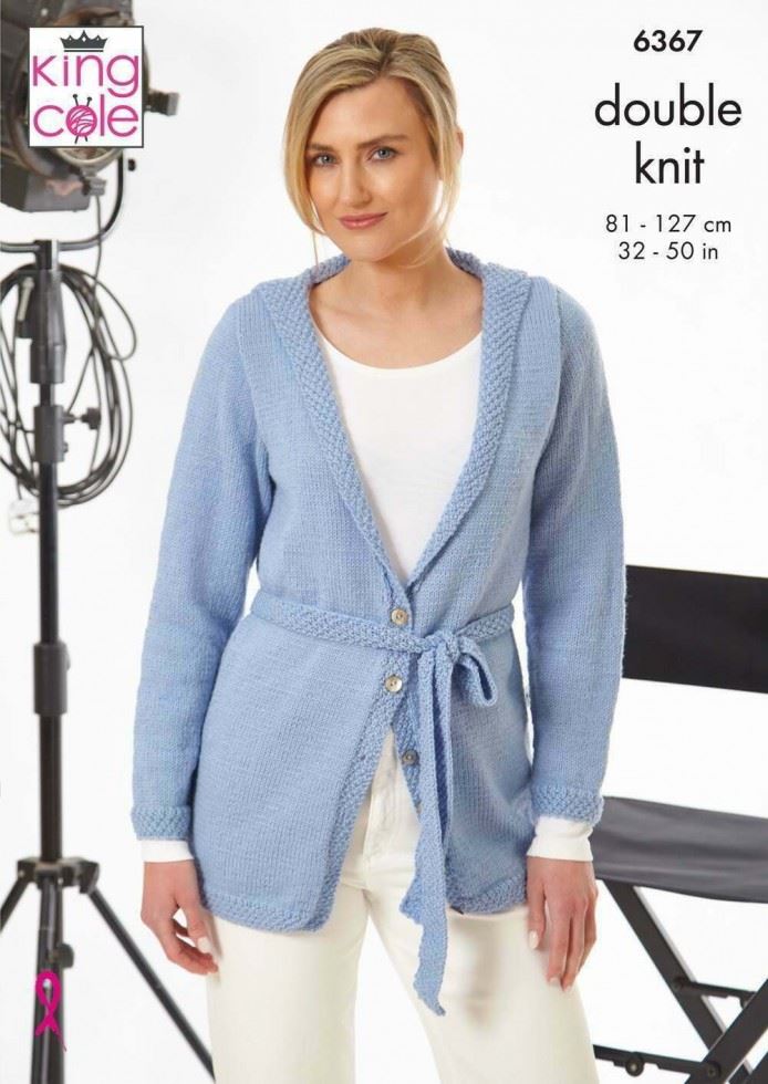 King Cole Merino Blend DK Knitting Pattern 6367, Cardigans for Women - 32 - 50 Inches