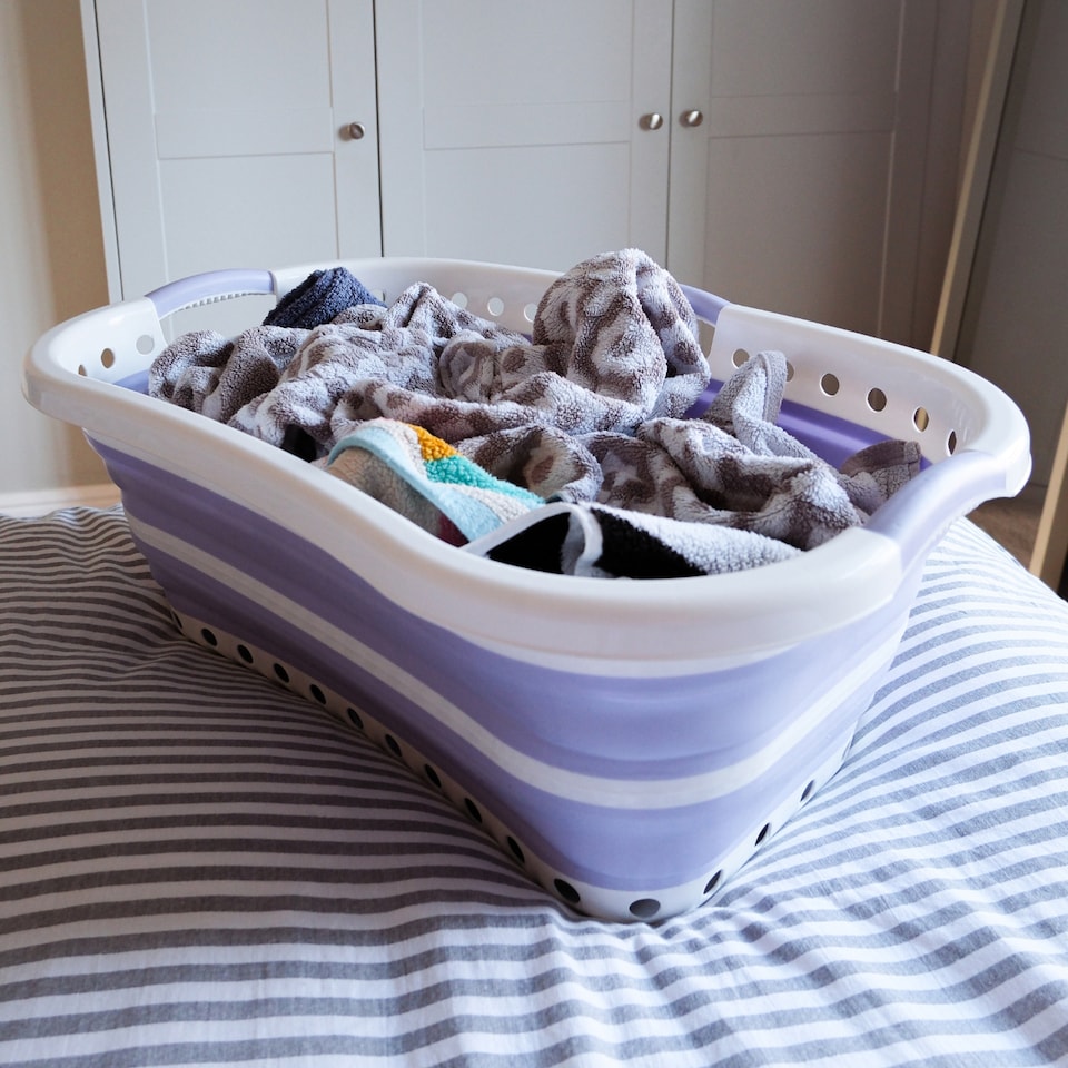 image 1 of Spring & Spruce Hip Hugging Collapsible Laundry Basket