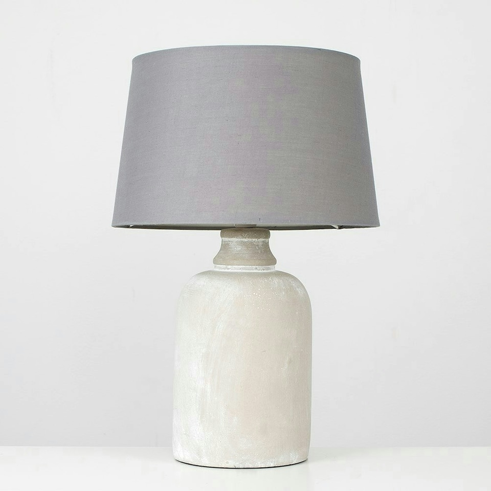 image 1 of ValueLights Modern Cement Effect Table Lamp With Grey Fabric Shade