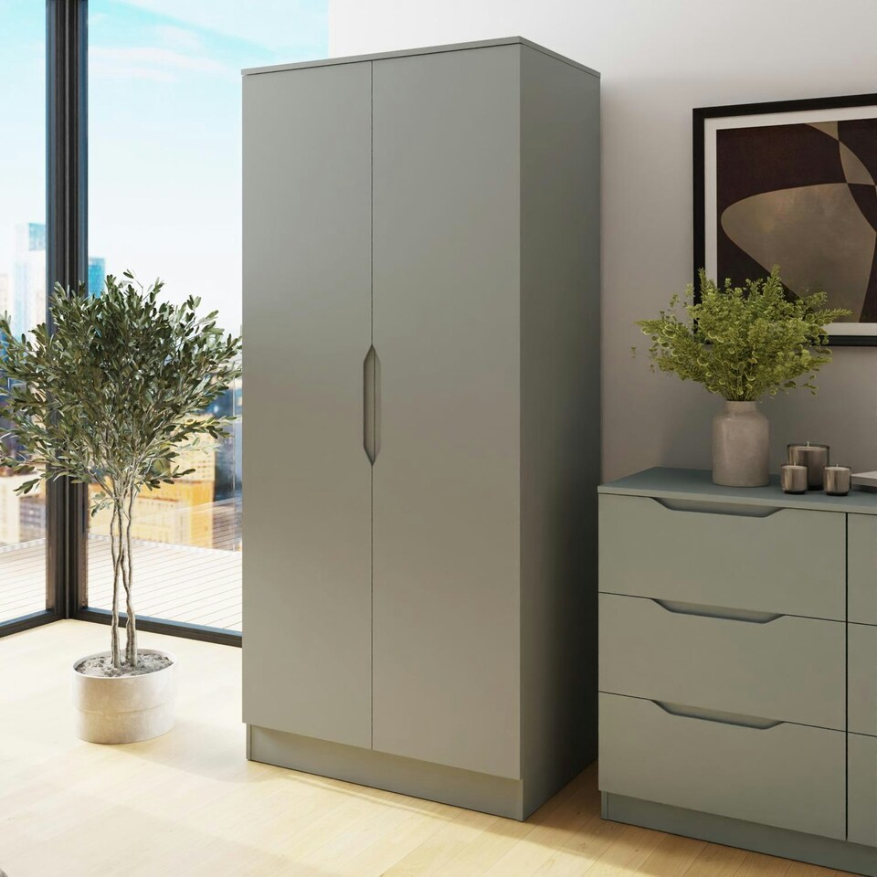 image 1 of Luno 2 Door Double Wardrobe - Ash Green Green
