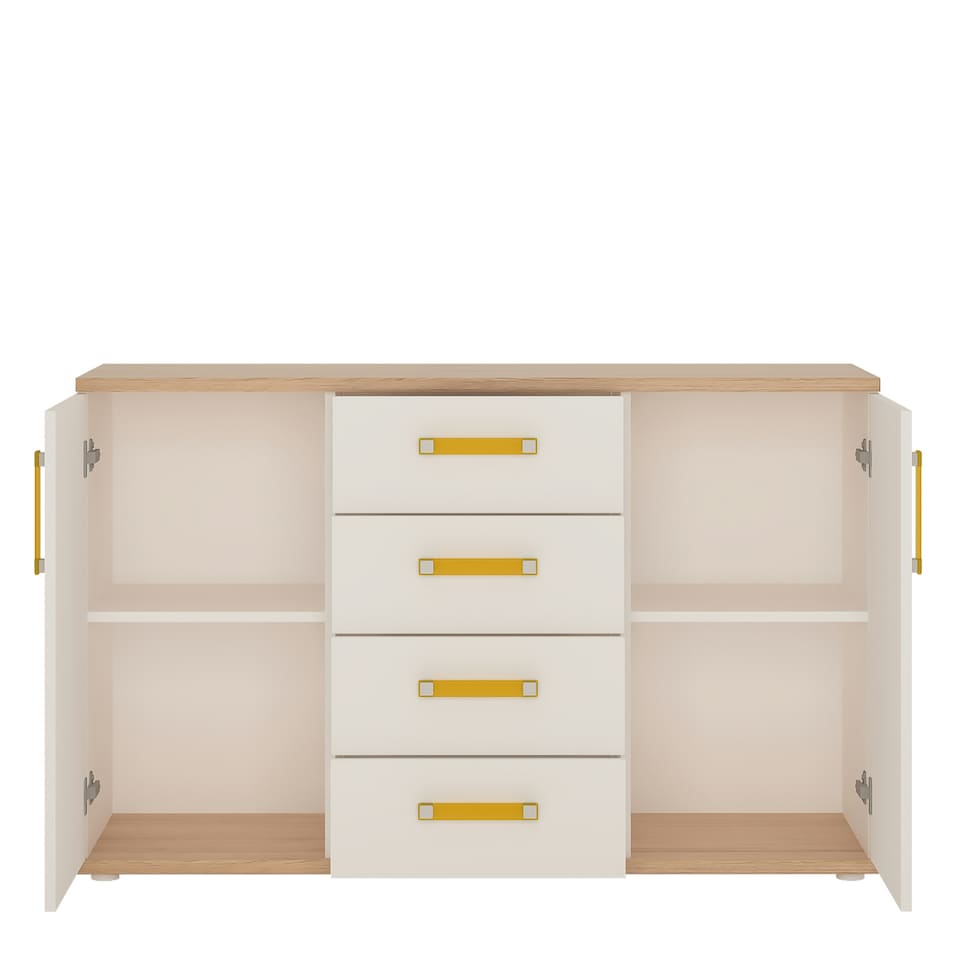 image 1 of 4KIDS 2 Door 4 Drawer Sideboard with Orange Handles