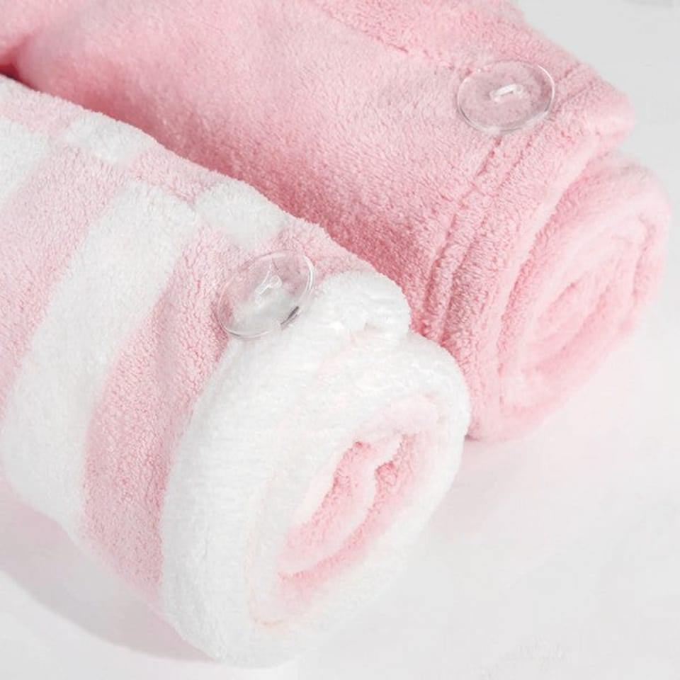 image 1 of Brushworks Luxury Microfibre Hair Towels 2 Pack Pink | Pink | Bath towel