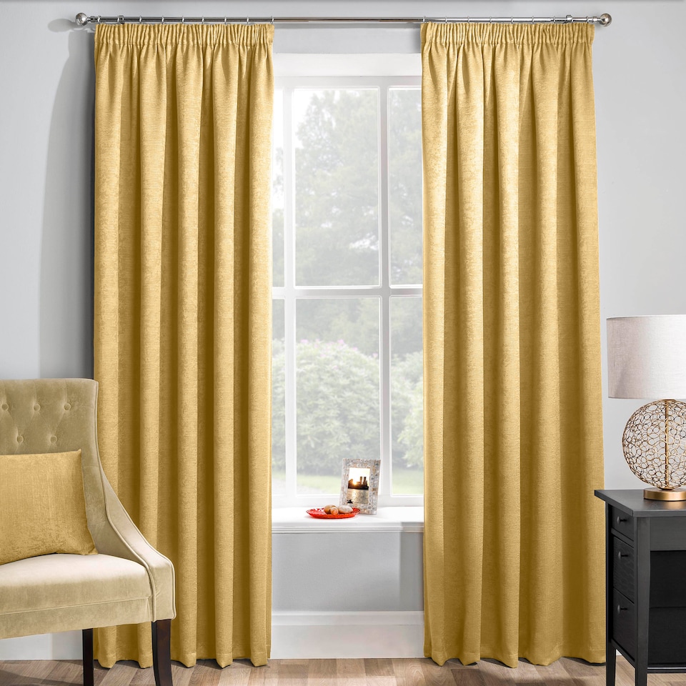image 1 of Enhanced Living Matrix Ochre 66 x 54 inch (168x137cm) Tape Top Thermal Noise reducing Dim Out Curtains (PAIR)