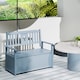 image 8 of Outsunny 2 Seater Garden Storage Bench, 164L Outdoor Storage Box with Backrest Flower Pattern, Wooden Garden Bench with Armrests, 125 x 68.5 x 97cm, Grey | Grey | Grey
