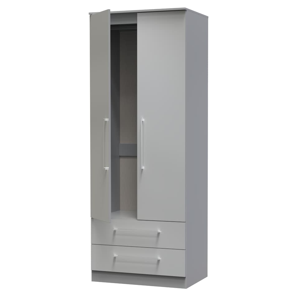 Gloucester Tall 2 Drawer Double Wardrobe in Uniform Grey & Dusk