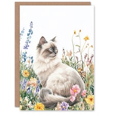 Ragdoll Cat Lover Pet Wildflower Floral Portrait Birthday Greeting Card