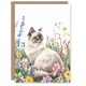 image 1 of Ragdoll Cat Lover Pet Wildflower Floral Portrait Birthday Greeting Card