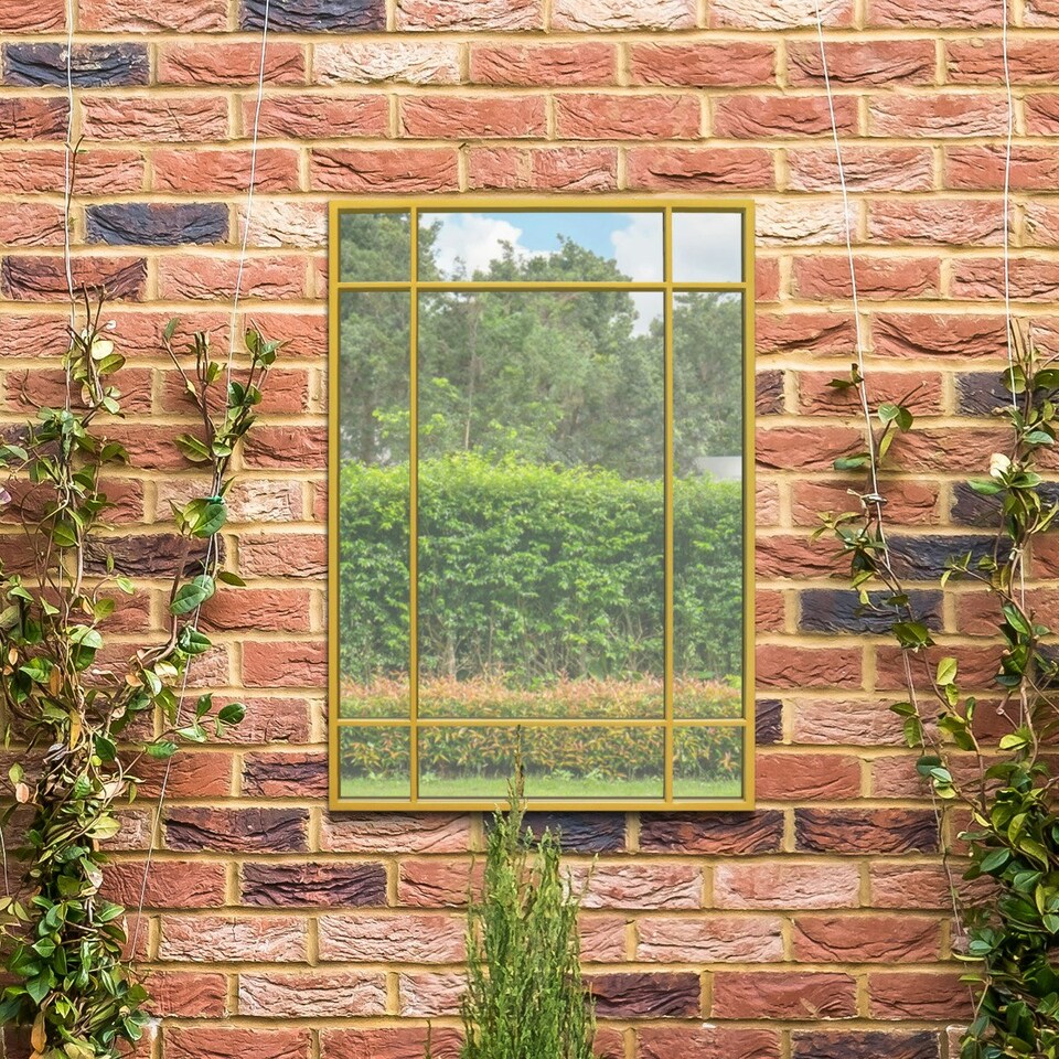 image 1 of The Genestra - Gold Modern Contemporary Garden Wall Mirror 39" X 27" (100x70CM) Gold