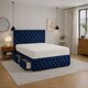 image 3 of 4FT Small Double Blue Plush Velvet Divan Bed With Headboard & Footboard and Memory Sprung Mattress 2 Drawers Left Side Laying in Bed