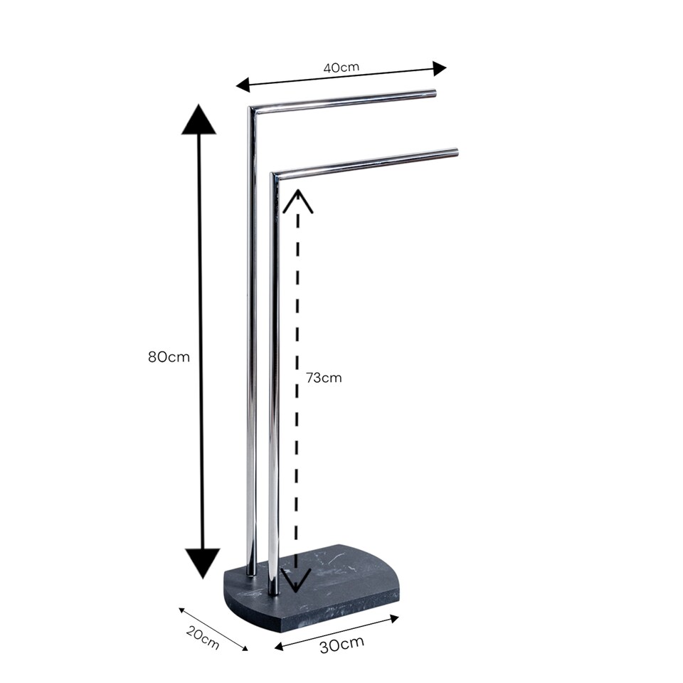 image 1 of Showerdrape Octavia Grey Marble & Chrome Freestanding Towel Stand | Grey | 1