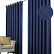 image 2 of Diamond Blackout Eyelet Curtains - Blue - 229 cm x 182cm