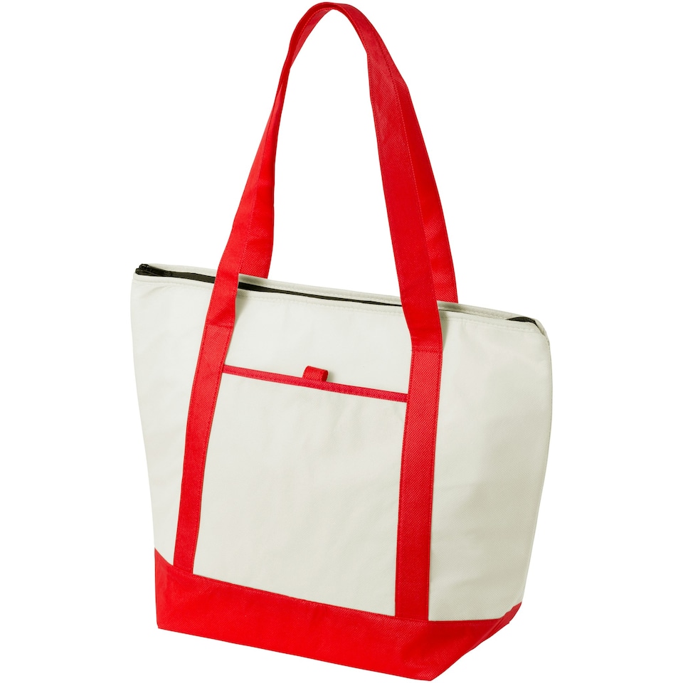 image 1 of Bullet Lighthouse Non Woven Cooler Tote - Natural/Red - 44.5 x 16.5 x 33 cm