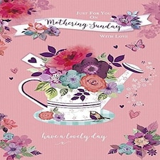 Traditional Watering Can With Flowers Nice Verse Mothering Sunday Just For You Card