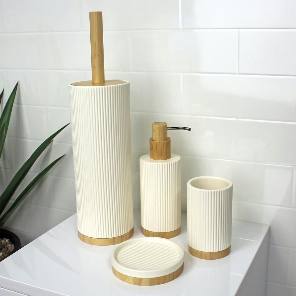 image 1 of Showerdrape Bondi Cream 4 Piece Bathroom Accessory Set