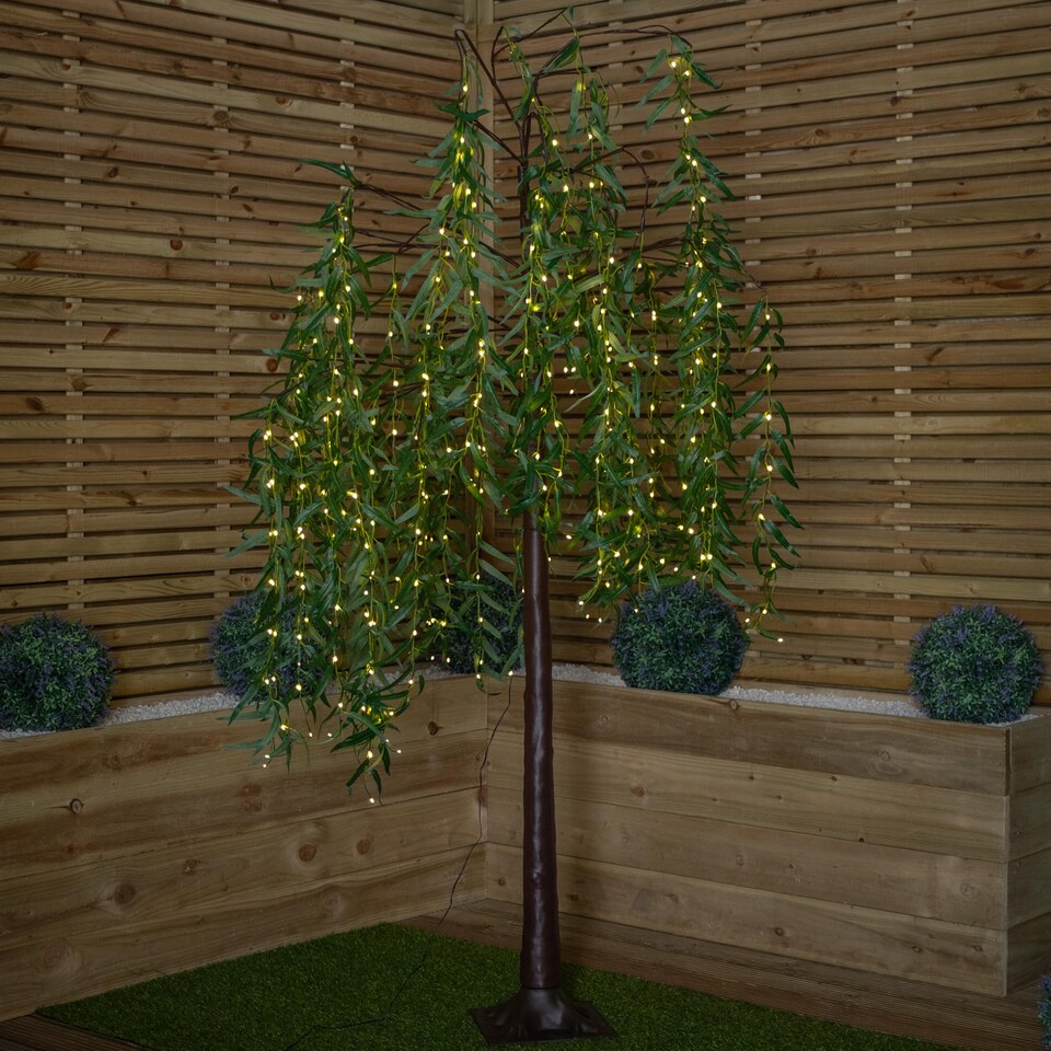 image 1 of 7ft (2.1m) Tall Light up Christmas Willow Tree with 384 Warm White LEDs
