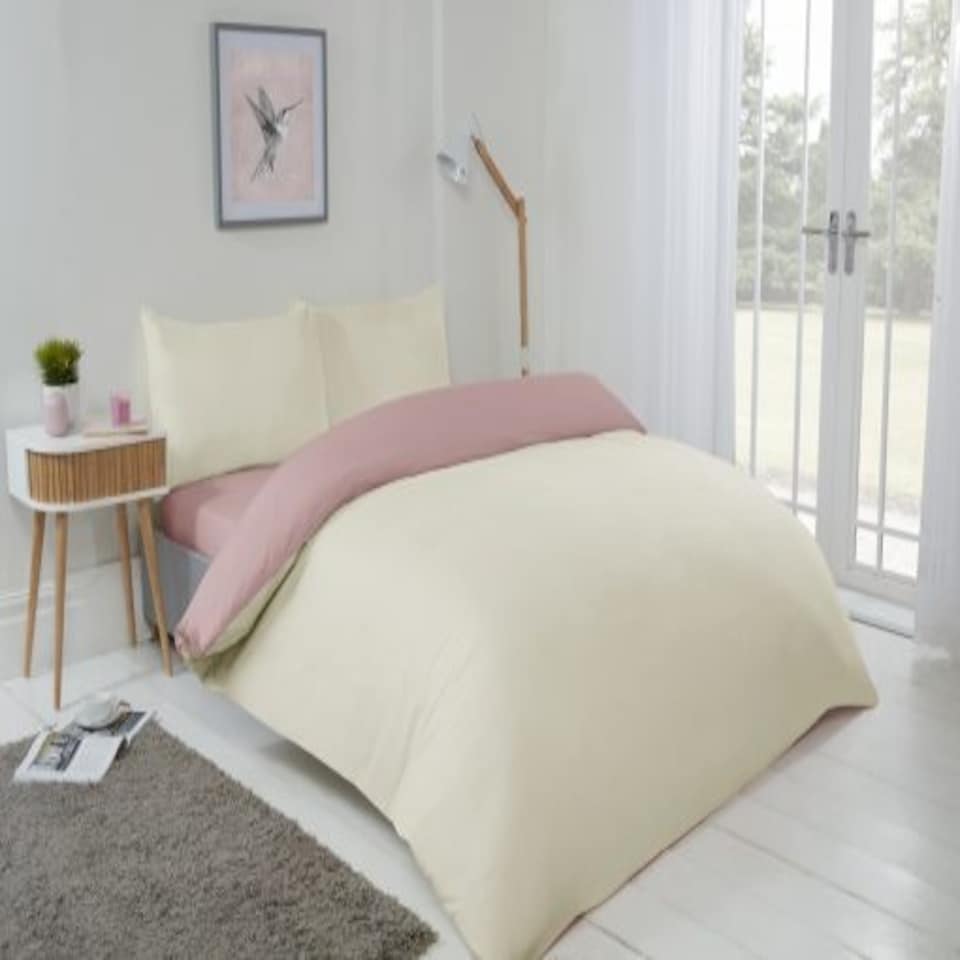 image 1 of Brights Reversible Duvet Single Bed CreamBlush