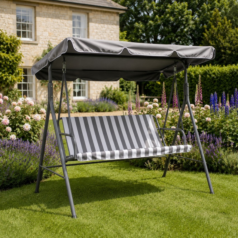 image 1 of OHS 3 Seater Garden Swing Bench Chair Outdoor Hanging Seat Sun Shade