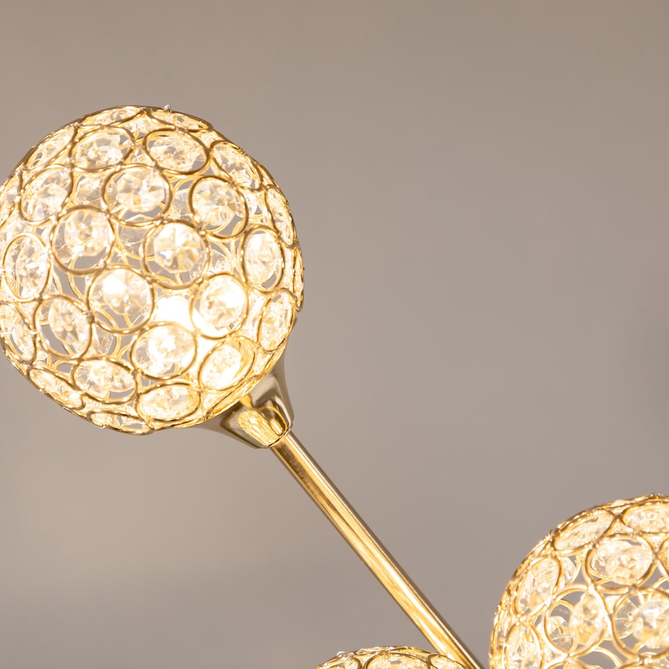 image 1 of HOMCOM 5Light Upright Floor Lamps for Living Room with Lampshade, Modern Standing Lamp for Bedroom, Bulb not Included, Silver