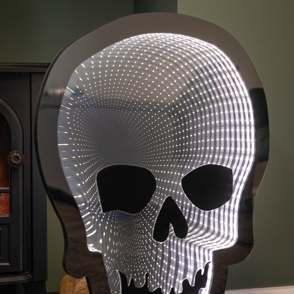 image 1 of 60cm Light up Halloween Skull Infinity Decoration with Warm White LEDs