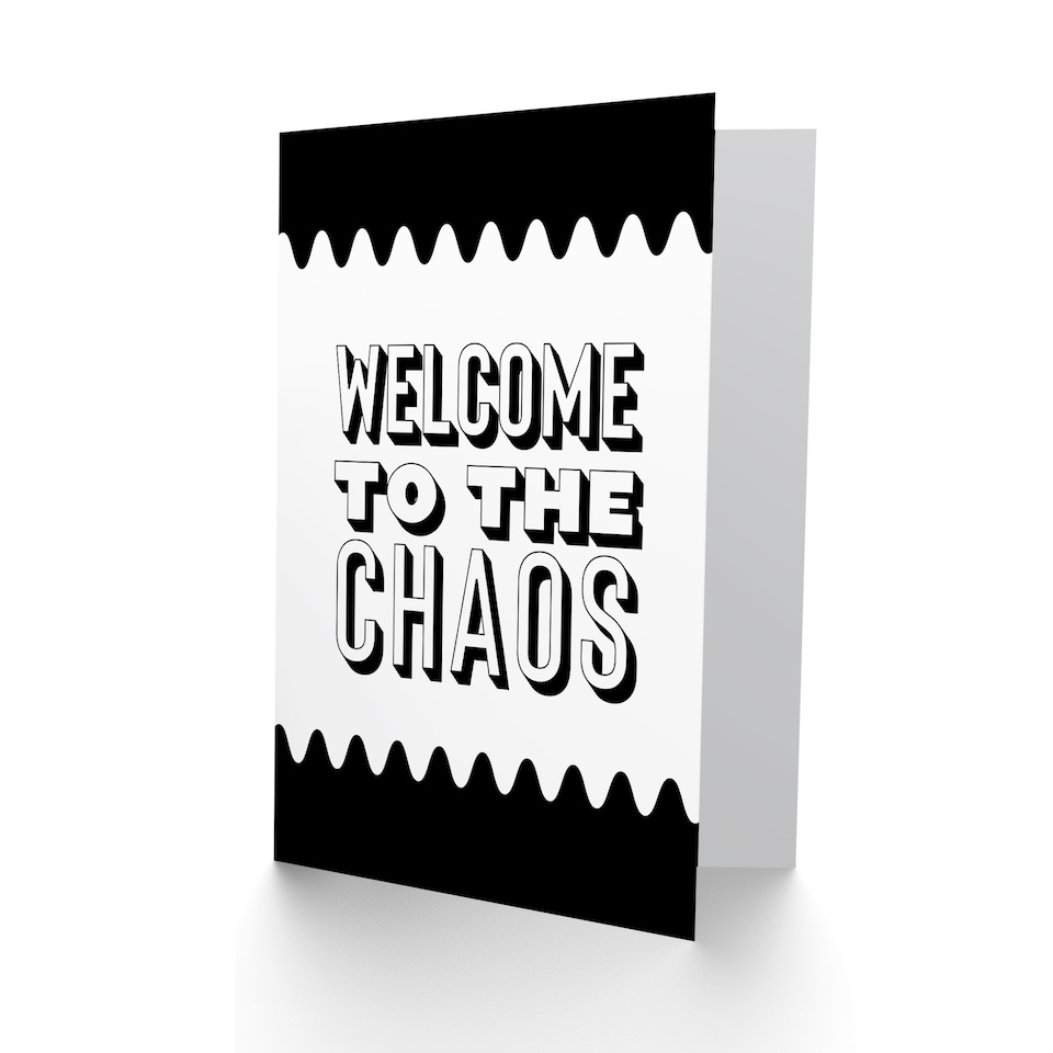 image 1 of Welcome To The Chaos Black White Modern Funny Housewarming Card