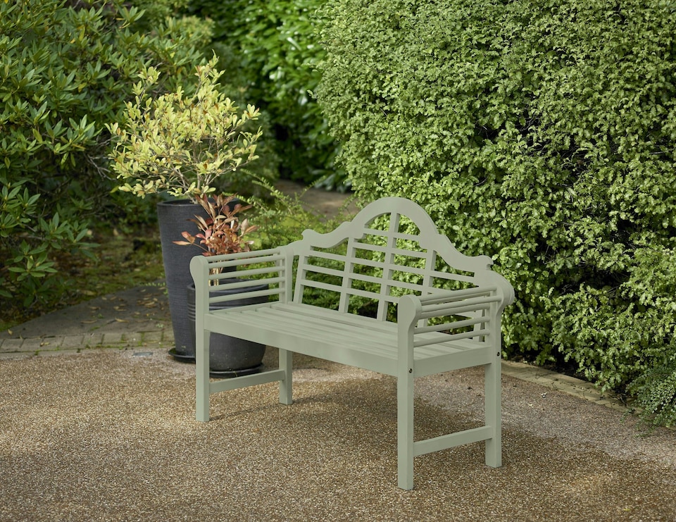image 1 of Greenhurst PU Painted Lutyens Style Wooden Garden Bench - Sage Green | Green | Sage Green
