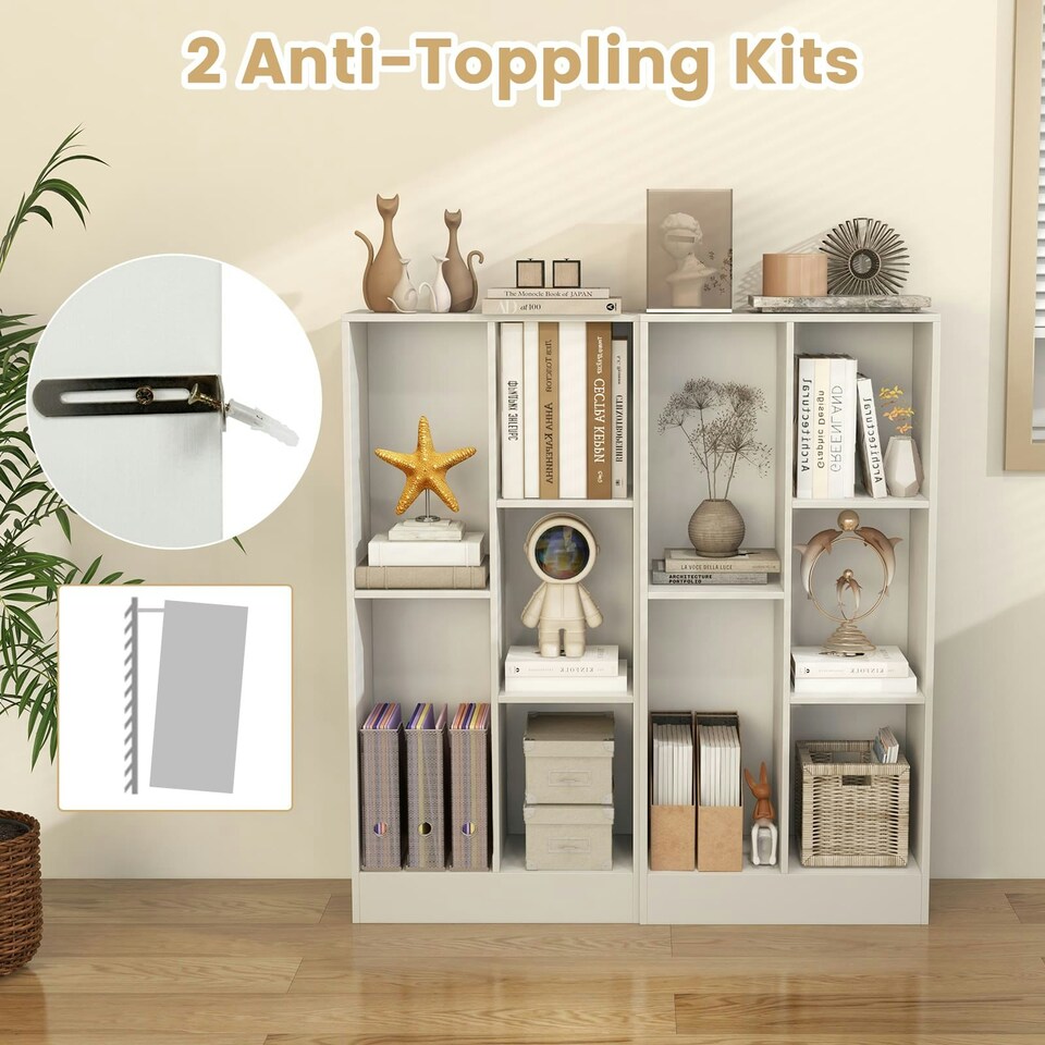image 1 of COSTWAY 5-Cube Bookcase Wooden Storage Organizer White White
