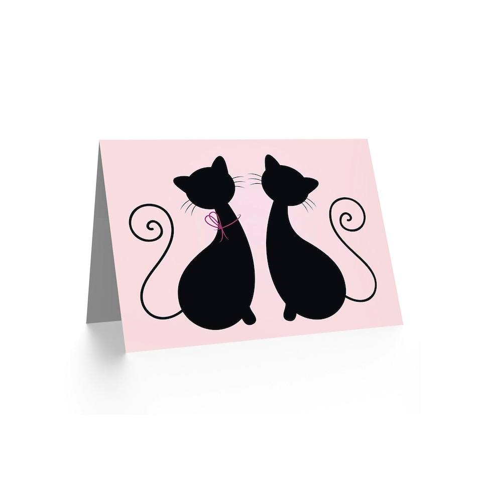 image 1 of Silhouette Couple Cat Anniversary Valentines Day Card